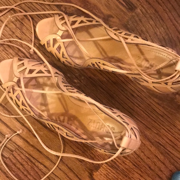 SCHUTZ Nude Lace Up Pumps - Picture 4 of 8